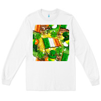 White Ireland flag with St. Patrick's Day  digital paper Long Sleeve Tee - BundleAndBundleShop