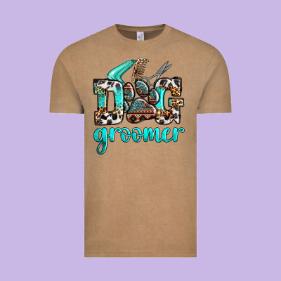 Western Dog Groomer Vintage Tee Designed By Oliviacreatesart