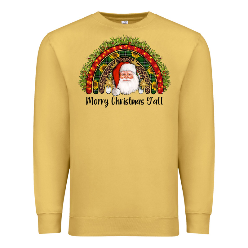 Merry Christmas Y'all Santa Rainbow Premium Sweatshirt by AdoDesignShop | Teevron
