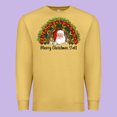 Merry Christmas Y'all Santa Rainbow Premium Sweatshirt Designed By Adodesignshop