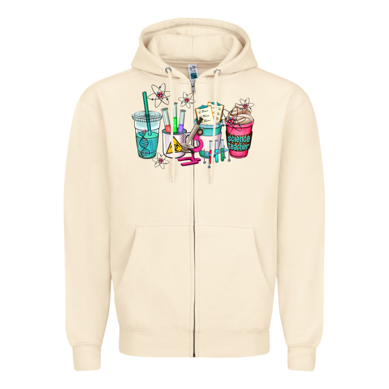 Science Teacher Coffee Cups Zipper Hoodie by AdoDesignShop | Teevron
