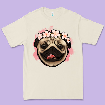 Pug Floral Premium Tee Designed By Jasminsmagicworld