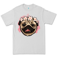Dove Grey pug floral Premium Tee - Jasminsmagicworld