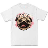 White pug floral Premium Tee - Jasminsmagicworld