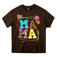 Chocolate Brown Autism Mama Heavy Core Tee - NancyCooperArtShop