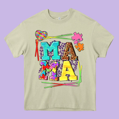 Autism Mama Heavy Core Tee Designed By Nancycooperartshop