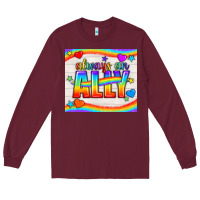Burgundy Always An Ally Pride LGBTQ+ Tumbler Long Sleeve Tee - BundleAndBundleShop
