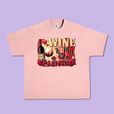 Wine Is My Valentine's Day Urban Heavy Tee Designed By Fadigitalartstudio