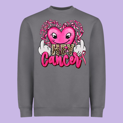 Hey Cancer With Middle Fingers Heavyweight Sweatshirt Designed By Adodesignshop