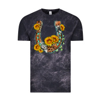 Cloud Black western leopard cowhide sunflowers horseshoe Vintage Tee - OliviaCreatesArt