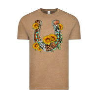 Vintage Coffee western leopard cowhide sunflowers horseshoe Vintage Tee - OliviaCreatesArt