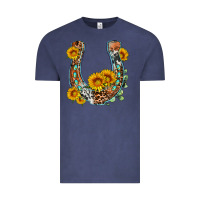 Vintage Denim western leopard cowhide sunflowers horseshoe Vintage Tee - OliviaCreatesArt