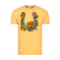 Vintage Mustard western leopard cowhide sunflowers horseshoe Vintage Tee - OliviaCreatesArt