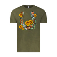Vintage Olive western leopard cowhide sunflowers horseshoe Vintage Tee - OliviaCreatesArt