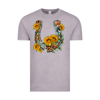 Vintage Zinc western leopard cowhide sunflowers horseshoe Vintage Tee - OliviaCreatesArt