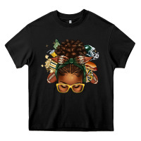Black american football afro messy bun Heavy Core Tee - texasbilliewilder