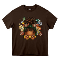 Chocolate Brown american football afro messy bun Heavy Core Tee - texasbilliewilder