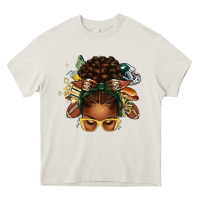 Cream american football afro messy bun Heavy Core Tee - texasbilliewilder