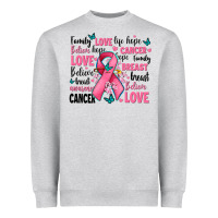 Heather Grey breast cancer ribbons with cancer words Heavyweight Sweatshirt - AdoDesignShop