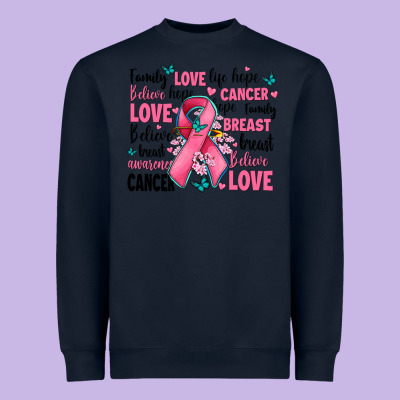 Breast Cancer Ribbons With Cancer Words Heavyweight Sweatshirt Designed By Adodesignshop