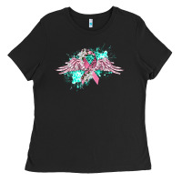 Cancer Ribbon With Angel Wings Ladies Tee | Teevron