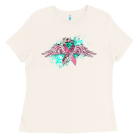 Bone cancer ribbon with angel wings Ladies Tee - CowGirlArtShop