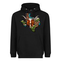 Black longhorn texas map Heavyweight Hoodie - AdoDesignShop