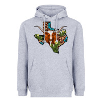 Heather Grey longhorn texas map Heavyweight Hoodie - AdoDesignShop