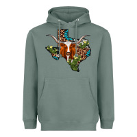 Sage longhorn texas map Heavyweight Hoodie - AdoDesignShop