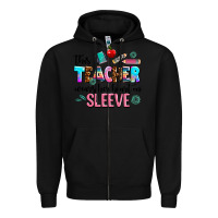 Black this teacher wears her heart on sleeve Zipper Hoodie - AdoDesignShop