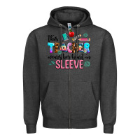 Charcoal Heather this teacher wears her heart on sleeve Zipper Hoodie - AdoDesignShop