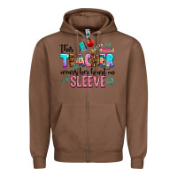 Chestnut this teacher wears her heart on sleeve Zipper Hoodie - AdoDesignShop
