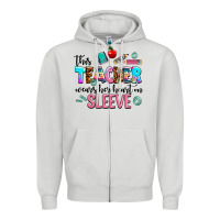 Dove Grey this teacher wears her heart on sleeve Zipper Hoodie - AdoDesignShop