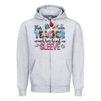 Heather Grey this teacher wears her heart on sleeve Zipper Hoodie - AdoDesignShop