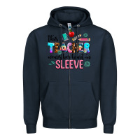 Navy this teacher wears her heart on sleeve Zipper Hoodie - AdoDesignShop