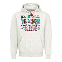 Oatmeal Heather this teacher wears her heart on sleeve Zipper Hoodie - AdoDesignShop