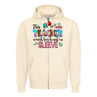 Sandshell this teacher wears her heart on sleeve Zipper Hoodie - AdoDesignShop