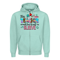 Seafoam this teacher wears her heart on sleeve Zipper Hoodie - AdoDesignShop
