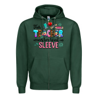 Sports Green this teacher wears her heart on sleeve Zipper Hoodie - AdoDesignShop