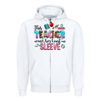 White this teacher wears her heart on sleeve Zipper Hoodie - AdoDesignShop