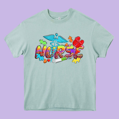 Autism Nurse Heavy Core Tee Designed By Nancycooperartshop