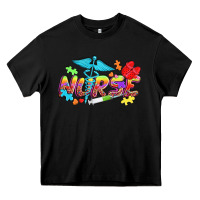 Black Autism Nurse Heavy Core Tee - NancyCooperArtShop
