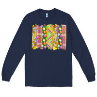 Navy Easter Brushstrokes Long Sleeve Tee - BundleAndBundleShop