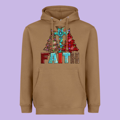 Cross And Christmas Trees Heavyweight Hoodie Designed By Adodesignshop