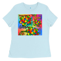 Baby Blue autism puzzle piece Ladies Tee - CowGirlArtShop