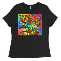 Black autism puzzle piece Ladies Tee - CowGirlArtShop