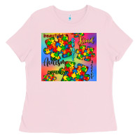 Bubblegum Pink autism puzzle piece Ladies Tee - CowGirlArtShop