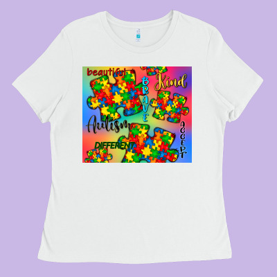 Autism Puzzle Piece Ladies Tee Designed By Cowgirlartshop