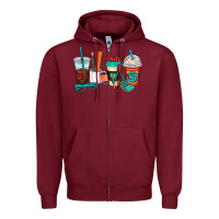 Burgundy math teacher coffee cups Zipper Hoodie - AdoDesignShop