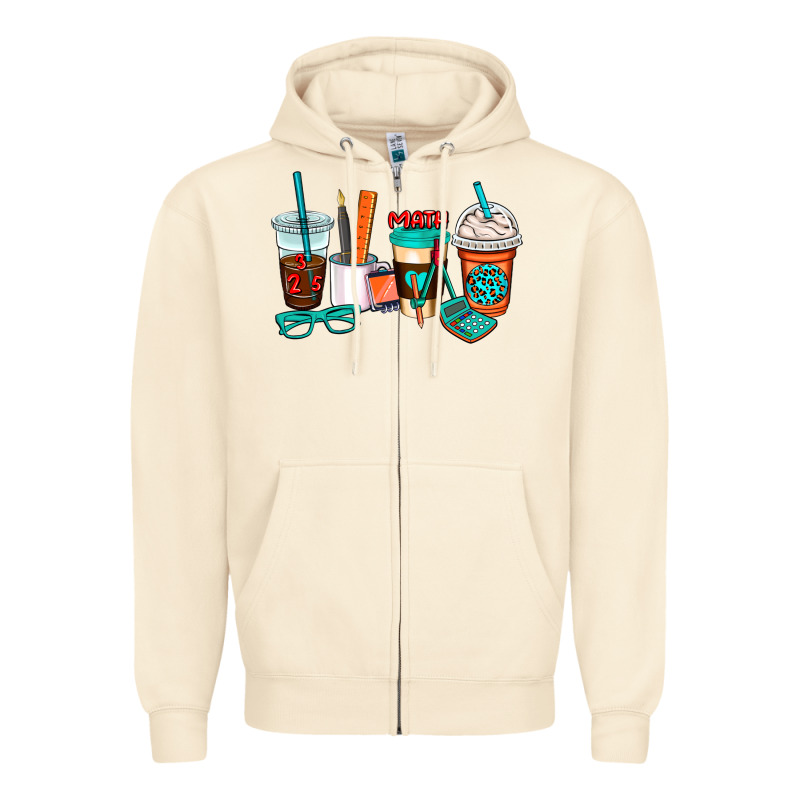 Math Teacher Coffee Cups Zipper Hoodie by AdoDesignShop | Teevron